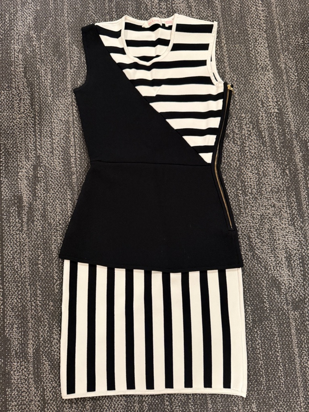 Sass & Bide Black and White Stripe Mini Dress  XS